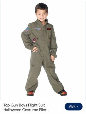 Top Gun Kids Olive Pilot Flight Suit Costume